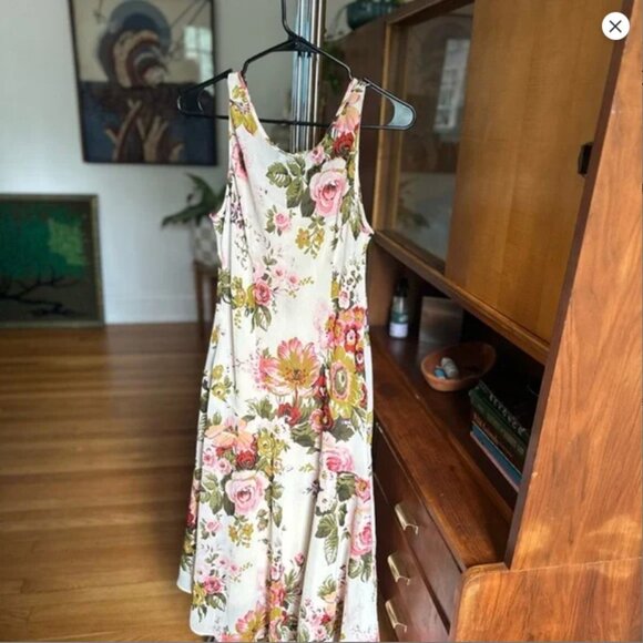 Y2K Whimsical Floral Beaded Sequin Fairycore Dress | L | EVC | Asymmetric Hem - Picture 5 of 7